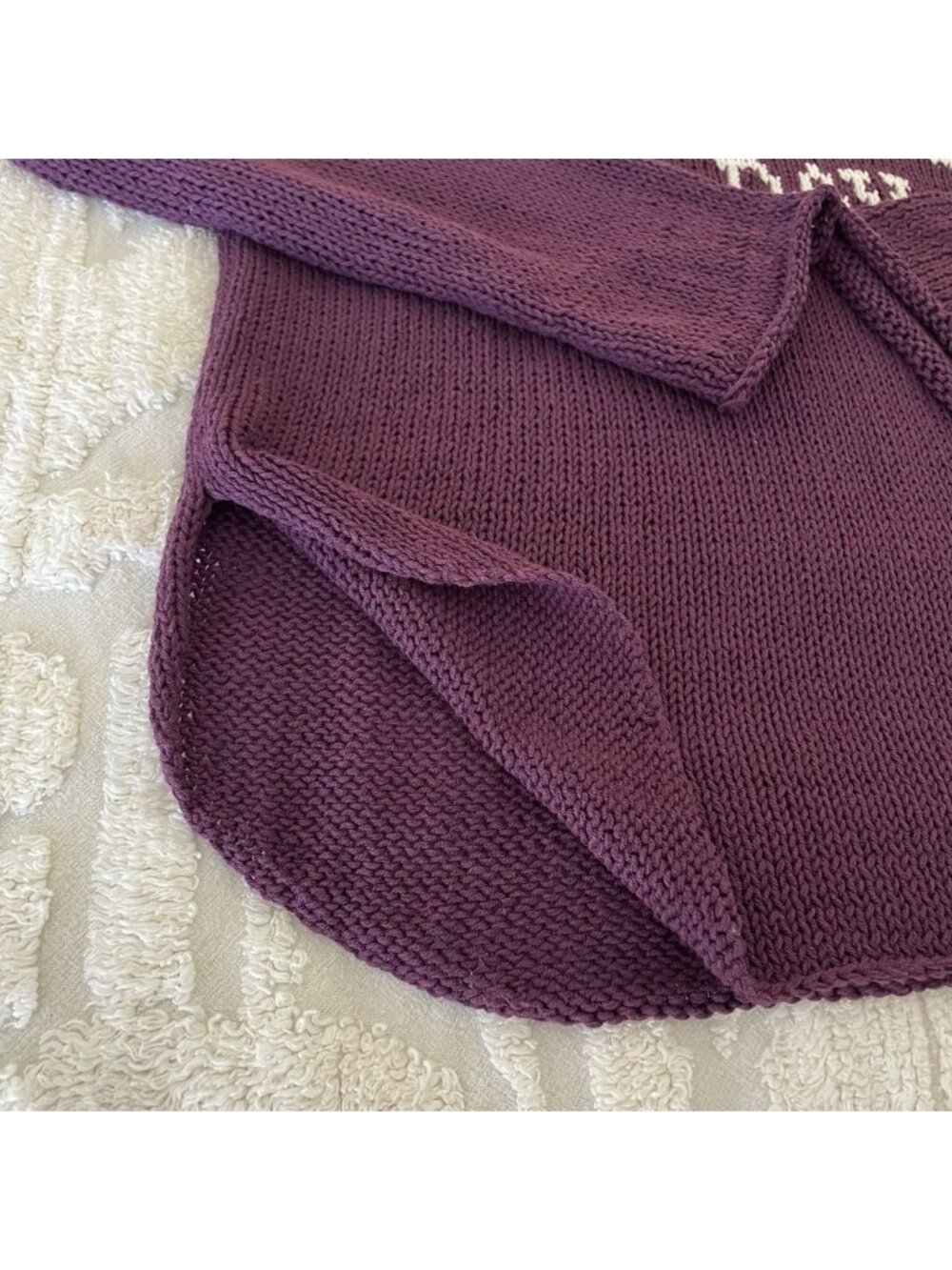 Wooden Ships GAME DAY V-Neck Cotton Loose Knit Sweater Plum Soft Relaxed Size XL - Picture 11 of 11